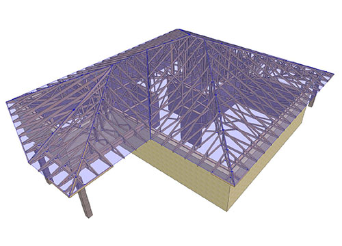 Daugiašlaišio stogo santvaros